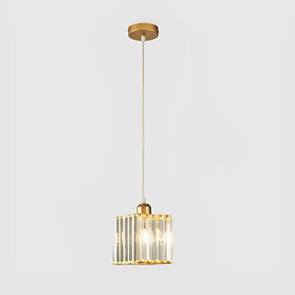 Lustre Pendente de Luxo Glossy em Crystal K9 Conceito Dourado Quadrado 