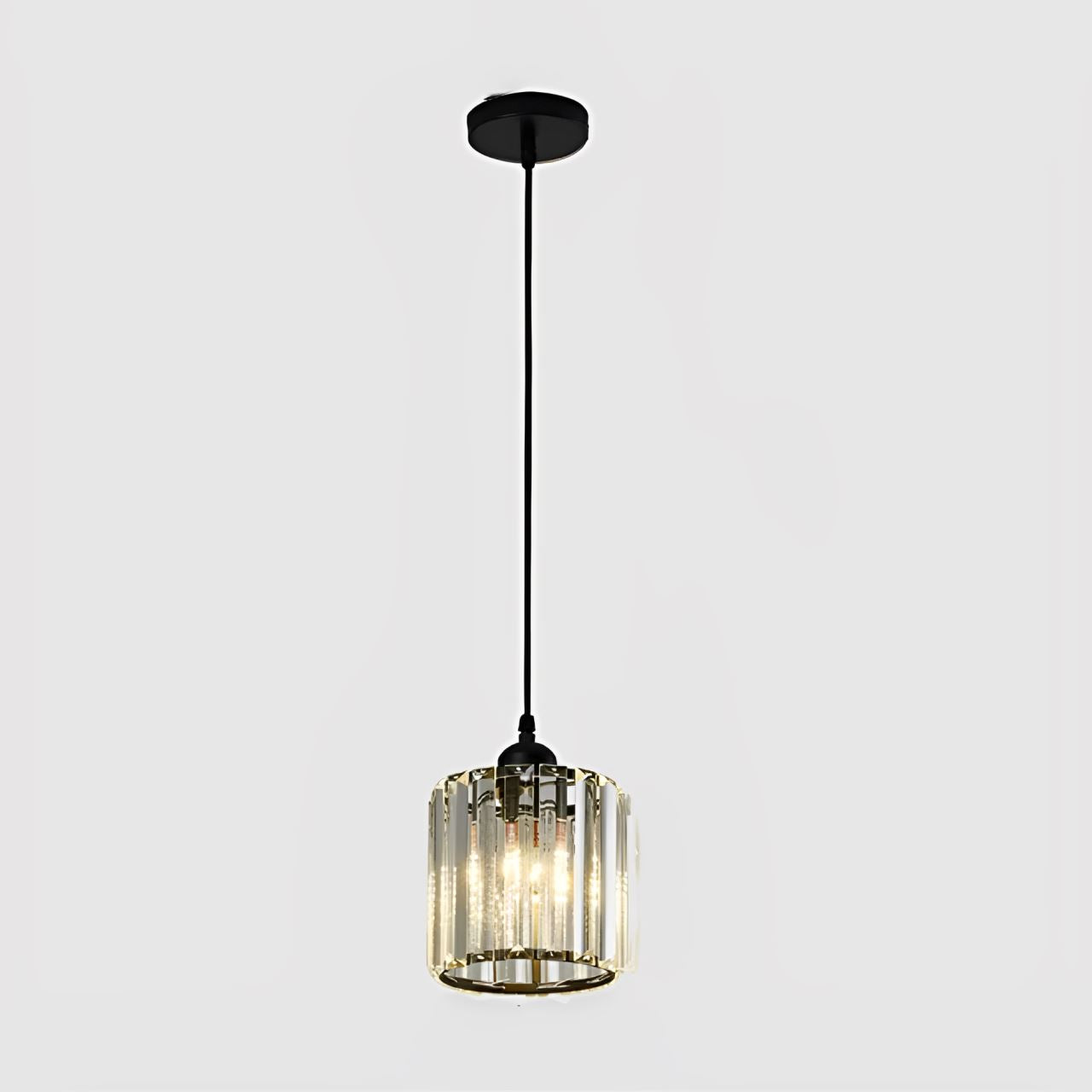 Lustre Pendente de Luxo Glossy em Crystal K9 Conceito Preto Circular 