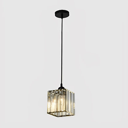 Lustre Pendente de Luxo Glossy em Crystal K9 Conceito Preto Quadrado 