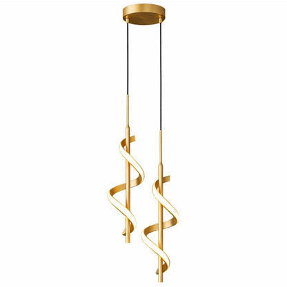 Lustre Pendente Duplo em Espiral Dourado de Led Pendente - 0033 Conceito 