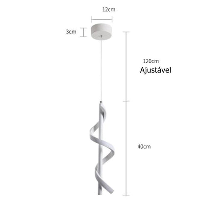Lustre Pendente em Espiral de Led Branco Pendente - 0027 projeto-150 