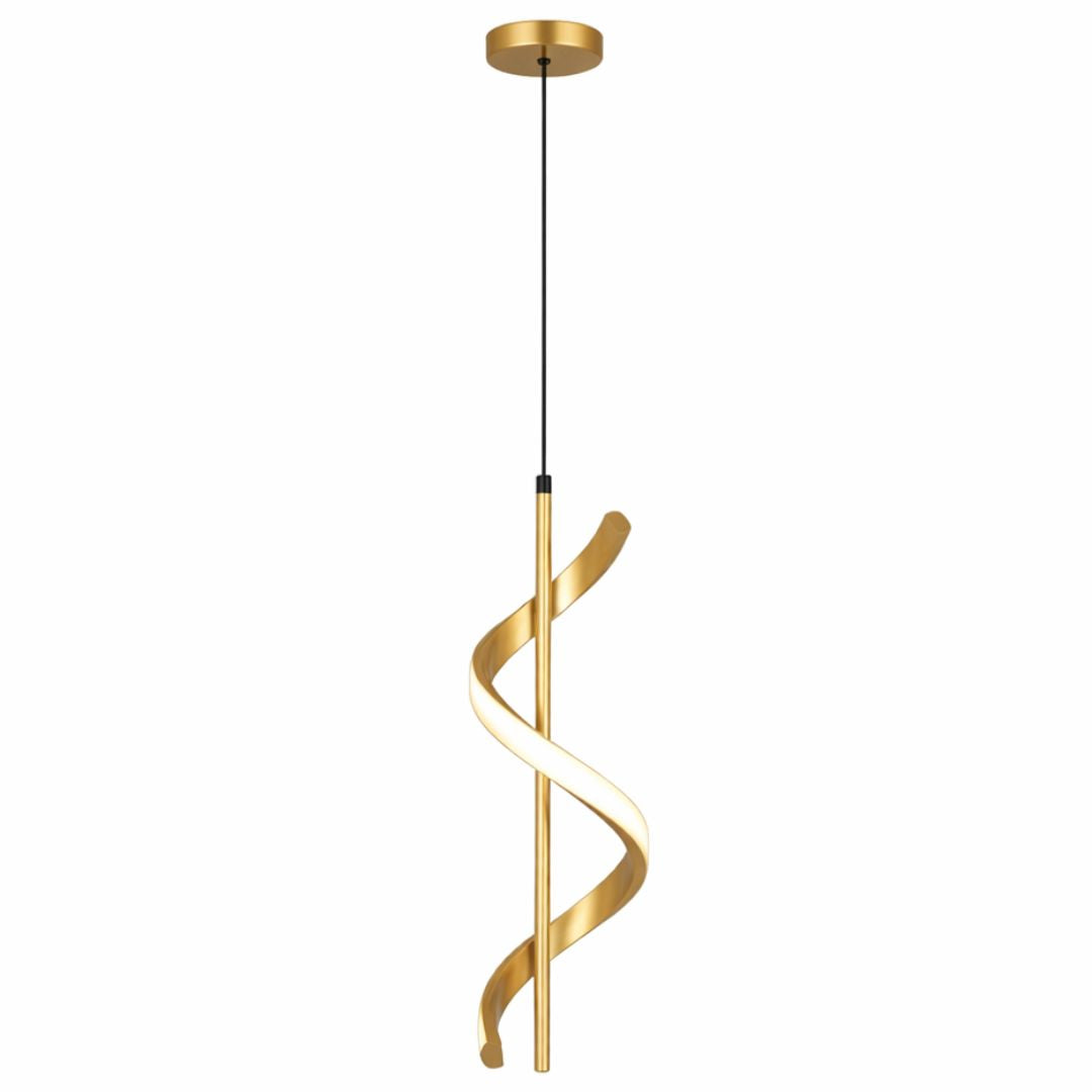 Lustre Pendente em Espiral Dourado de Led Pendente - 0017 Conceito 