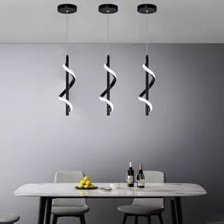 Lustre Pendente em Espiral Preto de Led Pendente - 0026 Conceito 