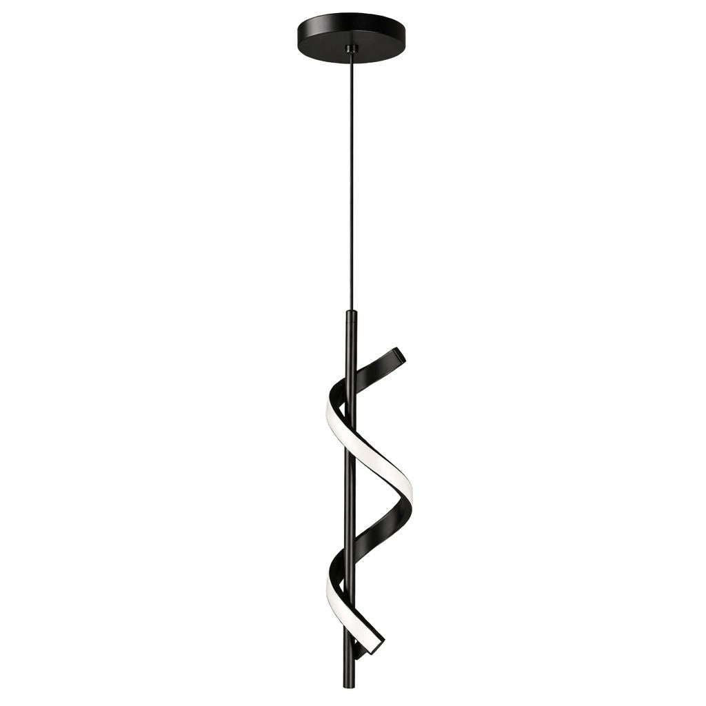 Lustre Pendente em Espiral Preto de Led Pendente - 0026 Conceito 