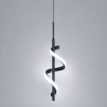 Lustre Pendente em Espiral Preto de Led Pendente - 0026 Conceito Fria 