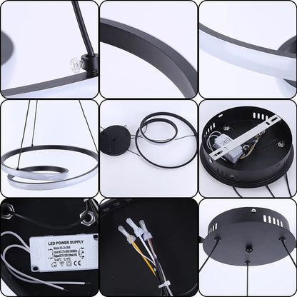 Lustre Pendente Entrelaço Circular Led luzes Conceito 