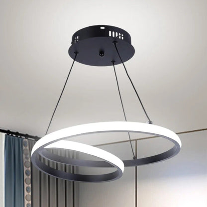 Lustre Pendente Entrelaço Circular Led luzes Conceito Fria 