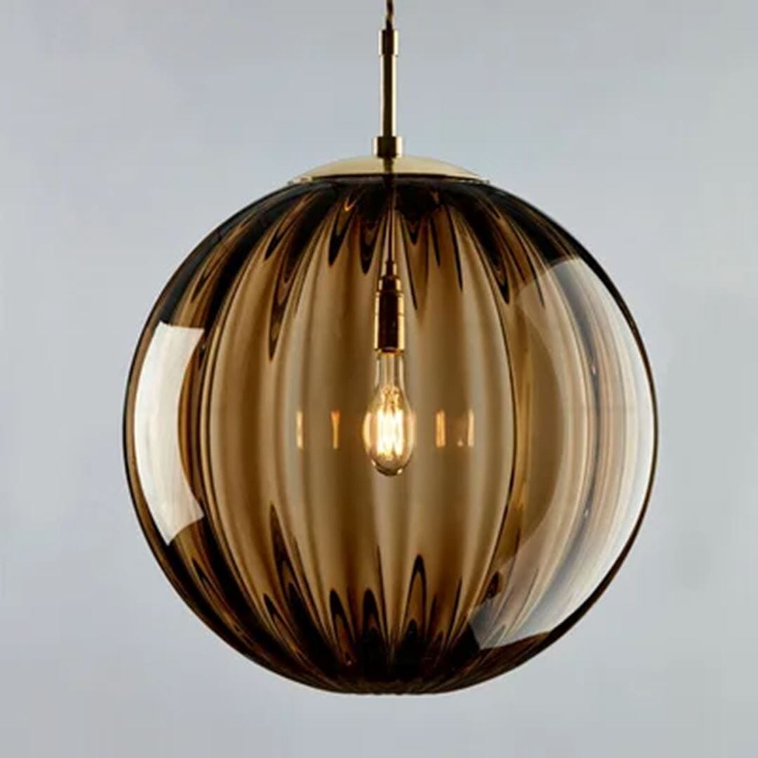 Lustre Pendente Esfera Craquelado - 15cm Pendente - 0029 YuDome Ambar 
