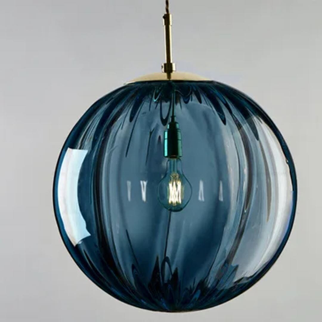 Lustre Pendente Esfera Craquelado - 15cm Pendente - 0029 YuDome Azul 