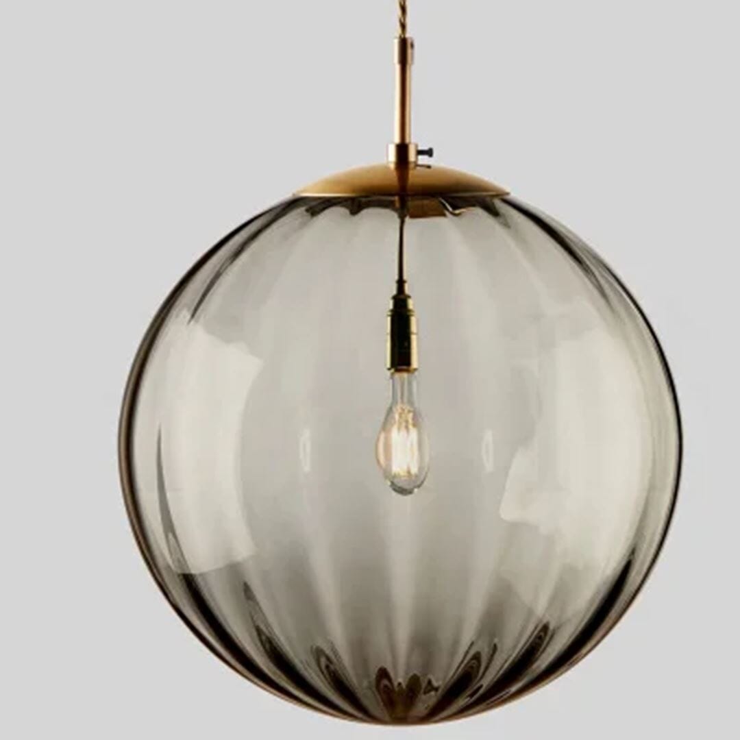 Lustre Pendente Esfera Craquelado - 15cm Pendente - 0029 YuDome Cinza 