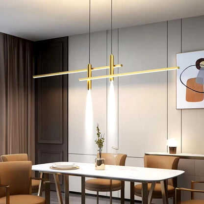 Lustre Pendente Linear Elegance em Led ### Conceito Dourado 