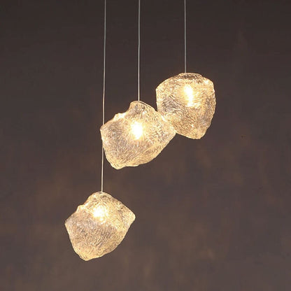 Lustre Pendente Luxuoso Cristal Elegance em Led Conceito Quente 03 Unidades 