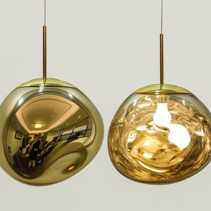 Lustre Pendente Luxuoso Lava Macaron Nórdico (Conj. Completo 04 Peças) Lustre - 0020 Conceito 15/20/30/40cm Dourado 