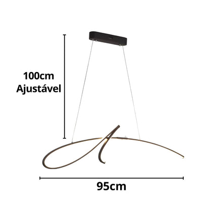 Lustre Pendente Minimalista Aura em Led 95cm Conceito 