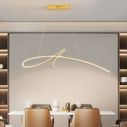 Lustre Pendente Minimalista Aura em Led 95cm Conceito Dourado 