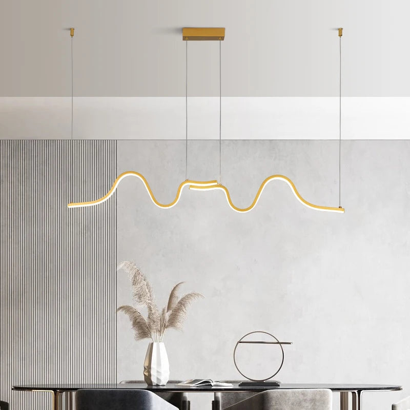 Lustre Pendente Minimalista Ivar Led Lustre - 0015 Conceito Dourado Quente 