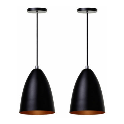 Lustre Pendente Nórdico Ivor (O Par) Pendente - 0018 Conceito 01 Par Preto com cobre (interno) 
