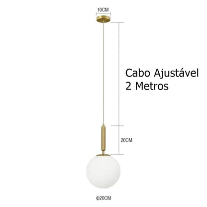 Lustre Pendente Orbed Boll LED Para Sala Quarto Pendente - 0020 Conceito 