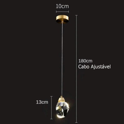 Lustre Pendente Pedra de Cristal luzes Conceito 