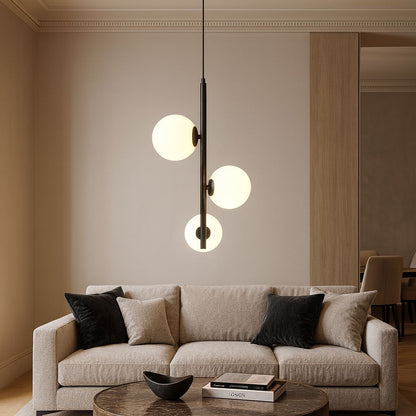 Lustre Pendente Sphere Orbit Triplo Conceito Preto Luz Quente 