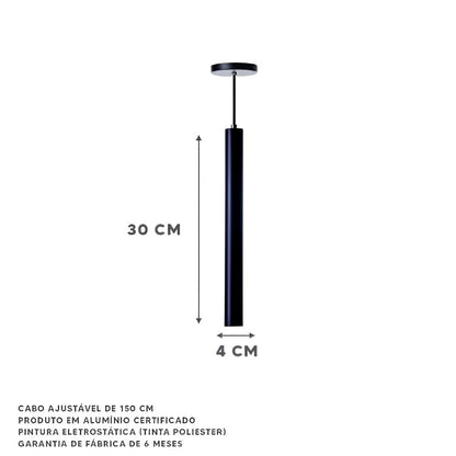 Lustre Pendente Tubo Cilindrico Lux (03 Unidades) Pendente - 0034 YuDome 