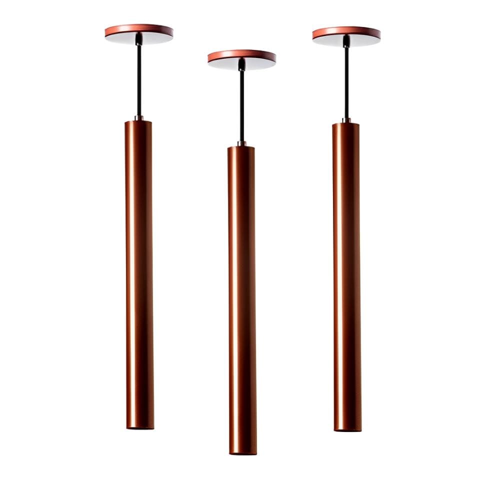 Lustre Pendente Tubo Cilindrico Lux (03 Unidades) Pendente - 0034 YuDome Cobre 