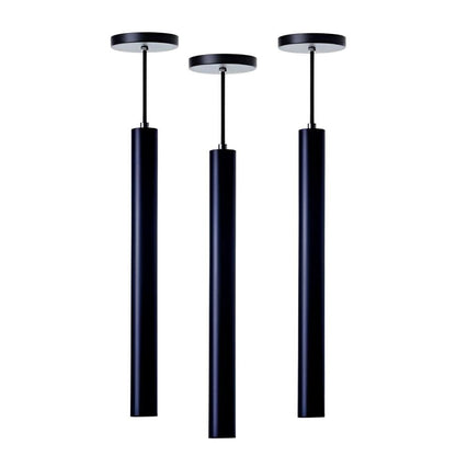 Lustre Pendente Tubo Cilindrico Lux (03 Unidades) Pendente - 0034 YuDome Preto 