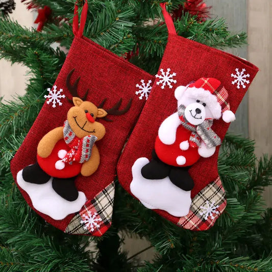 Meias Enfeites de Natal Pendurado Decoração Natal Papai Noel