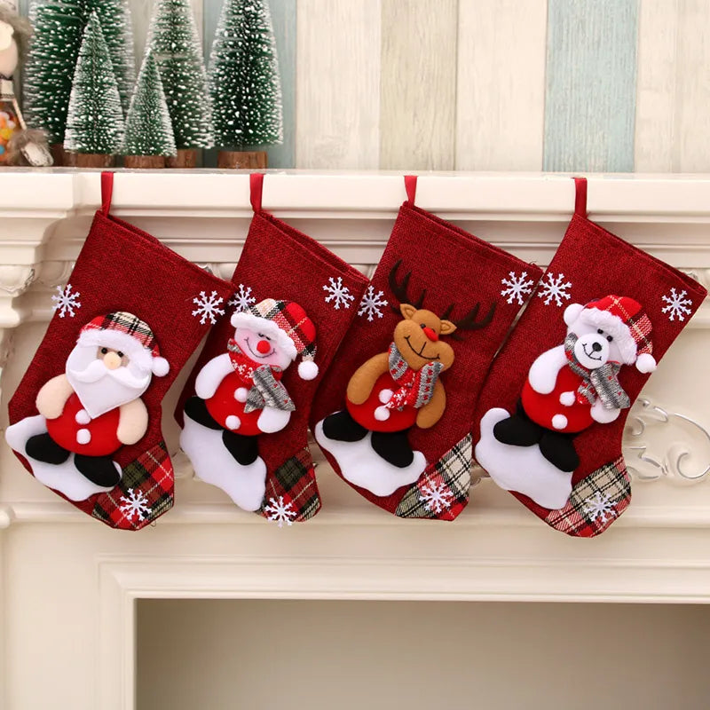 Meias Enfeites de Natal Pendurado Decoração Natal Papai Noel