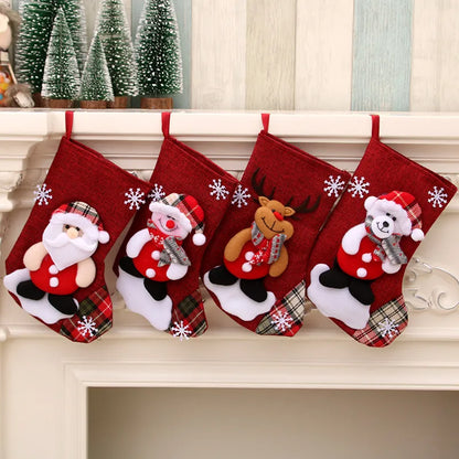 Meias Enfeites de Natal Pendurado Decoração Natal Papai Noel