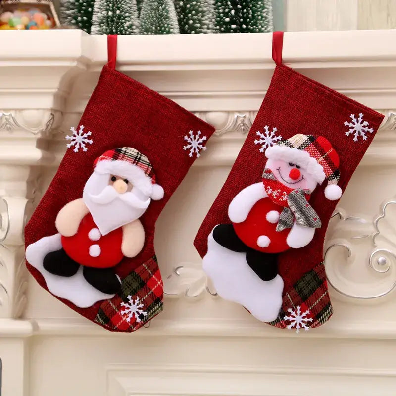 Meias Enfeites de Natal Pendurado Decoração Natal Papai Noel