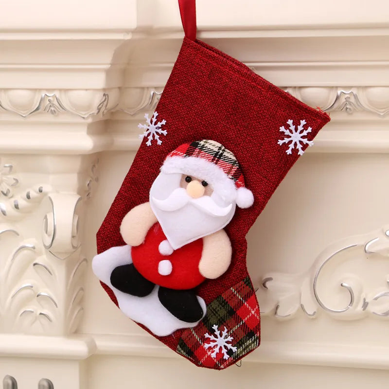 Meias Enfeites de Natal Pendurado Decoração Natal Papai Noel