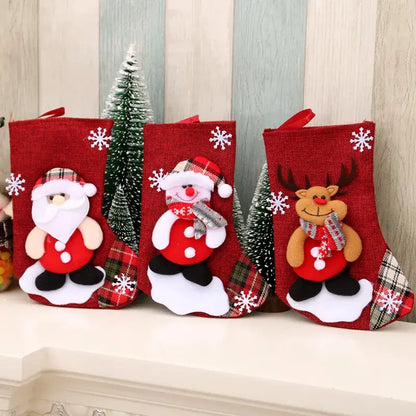 Meias Enfeites de Natal Pendurado Decoração Natal Papai Noel