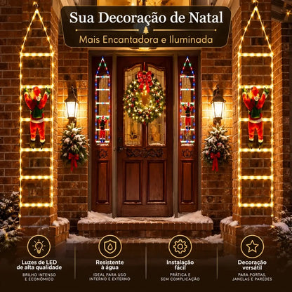 Papai Noel na Escada Decoração de Natal Luz Led Christmas