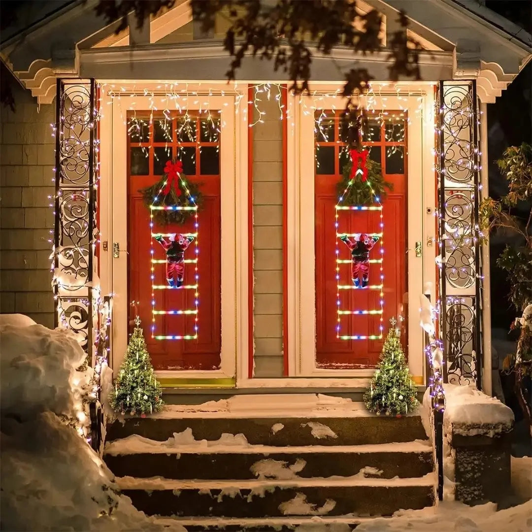 Papai Noel na Escada Decoração de Natal Luz Led Christmas
