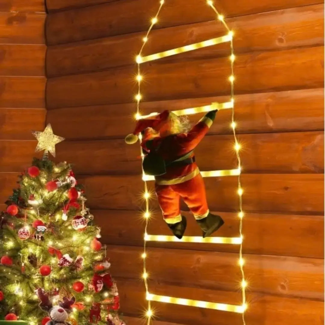 Papai Noel na Escada Decoração de Natal Luz Led Christmas