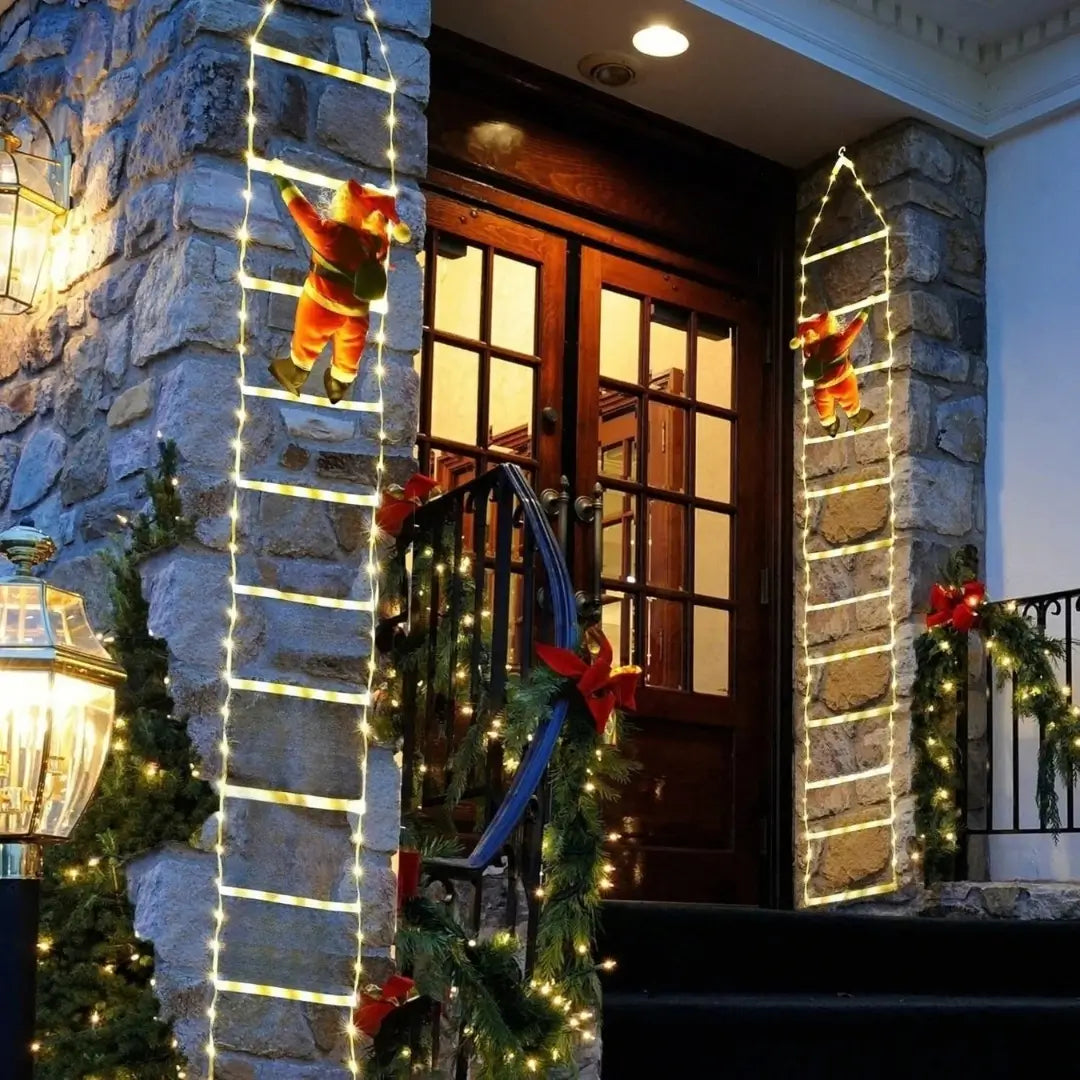Papai Noel na Escada Decoração de Natal Luz Led Christmas