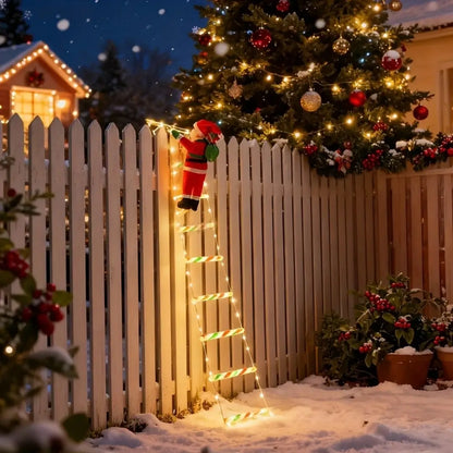 Papai Noel na Escada Decoração de Natal Luz Led Christmas