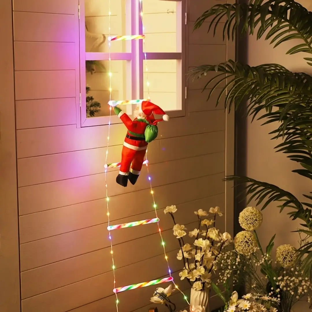 Papai Noel na Escada Decoração de Natal Luz Led Christmas