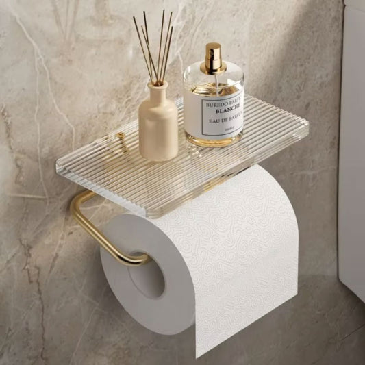 Porta Papel Higiênico de Parede com Prateleira Acrílica Lumière Conceito 