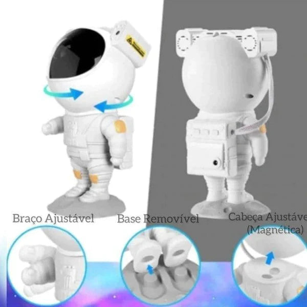 Projetor de Luz Astronauta Apollo Galaxy Decoração Casa