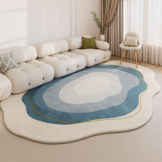 Tapete Decorativo Orgânico Abstrato Irregular - Elassa Azul Tapete - 0059 Conceito 80x120cm 