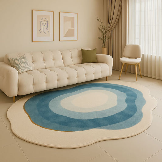 Tapete Decorativo Orgânico Abstrato Irregular - Elassa Azul Tapete - 0059 Conceito 80x120cm 