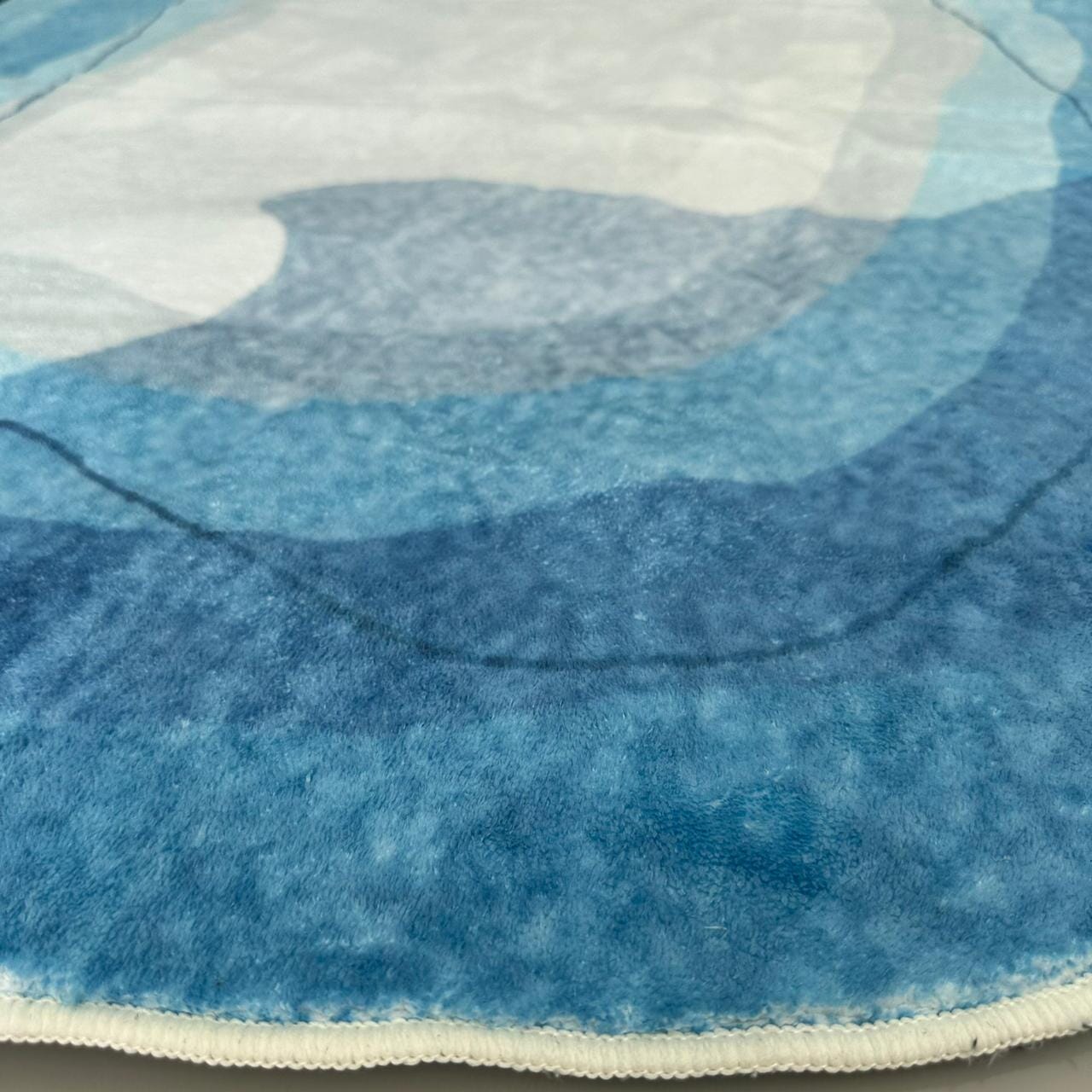 Tapete Decorativo Orgânico Abstrato Irregular para Sala - Azul Ondas Tapete - 0009 Conceito 