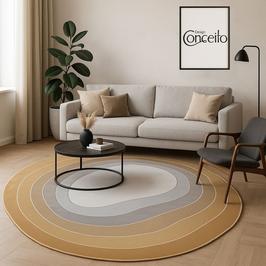 Tapete Decorativo Orgânico Abstrato Irregular para Sala - Desert Tapete - 0012 Conceito 80x120cm 