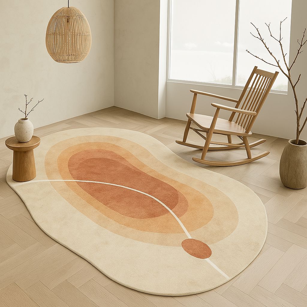 Tapete Decorativo Orgânico Abstrato Irregular para Sala - Laranja Areia Tapete - 0016 Conceito 80x120cm 