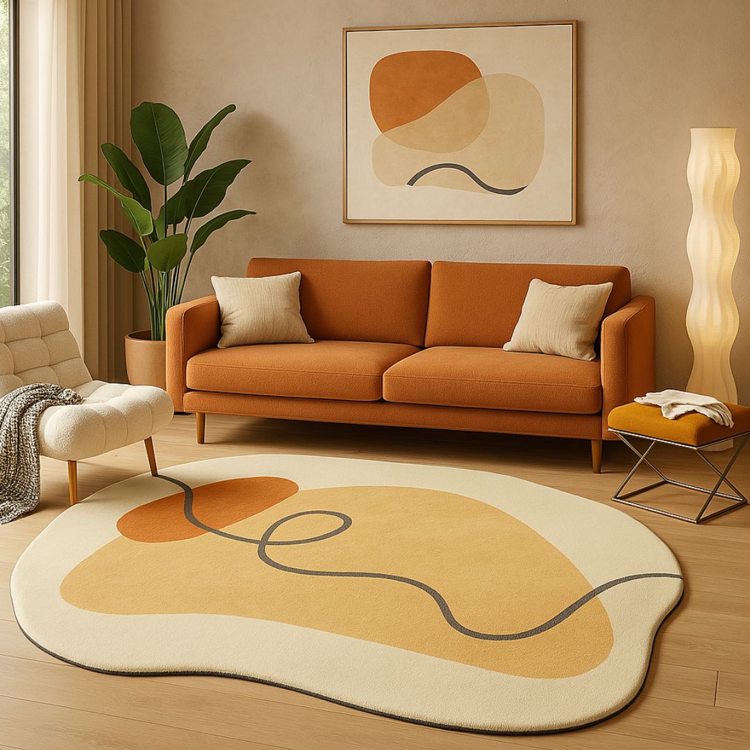 TEXTILES FOR MODERN LIVING 第五版 00-07 Tapete Decorativo Orgânico Abstrato Irregular para Sala - Laranja