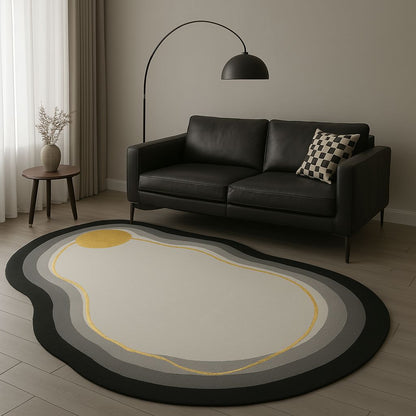 Tapete Decorativo Orgânico Abstrato Irregular para Sala - The Black Gold Tapete - 0026 Conceito 80x160cm 