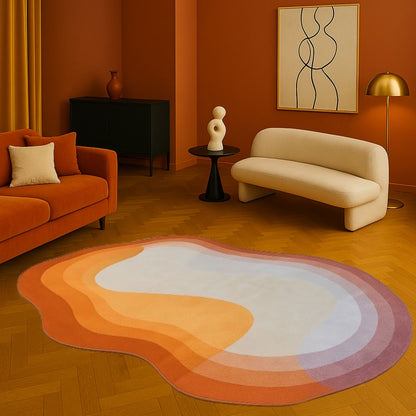 Tapete Decorativo Orgânico Abstrato Irregular para Sala - Warm Tones Tapete - 0031 Conceito 80x120cm 