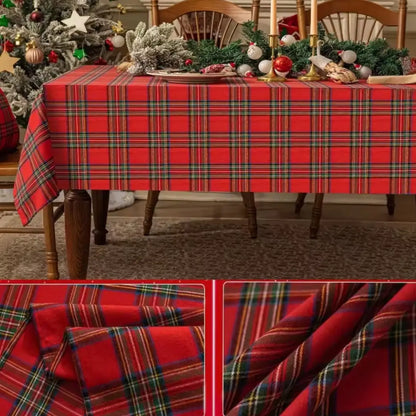 Toalha de Mesa Natal Xadrez Decoração Natalina Vermelha